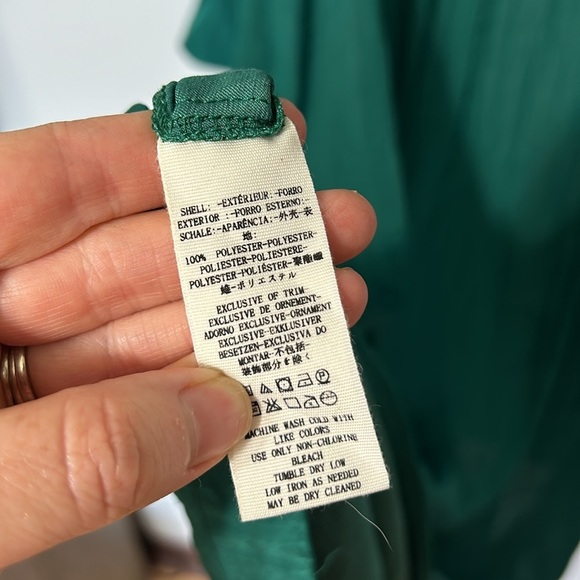 Free People Green Embroidered Slit Satin Maxi Fancy Dress Size Small - Picture 8 of 8